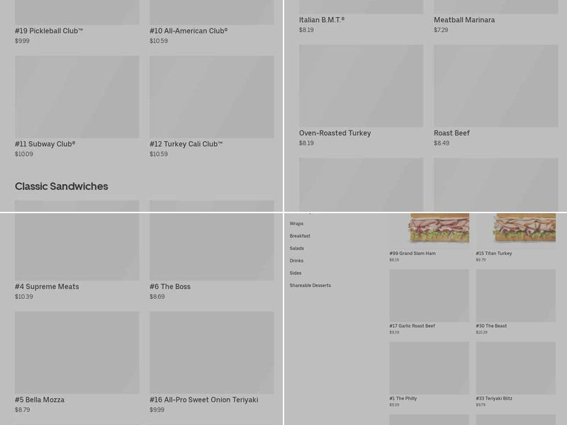 Subway Menu