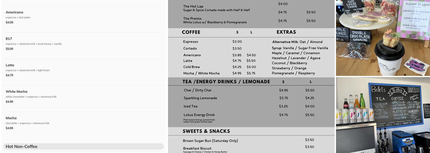 Southern Adrenaline Coffee Shop Menu