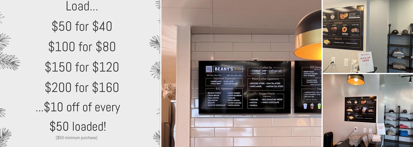 Beany’s To Go Menu