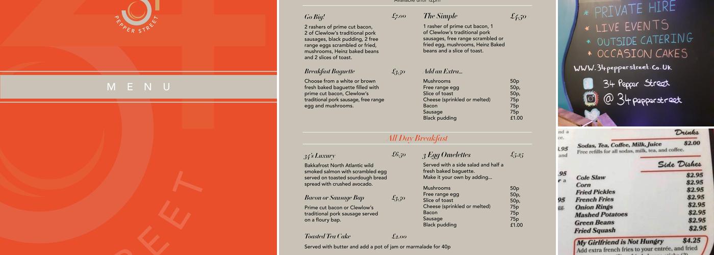 Pepper Street Coffee Menu