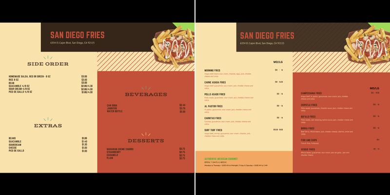 SAN DIEGO FRIES Menu