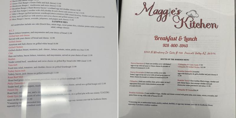 Maggie’s Kitchen Menu