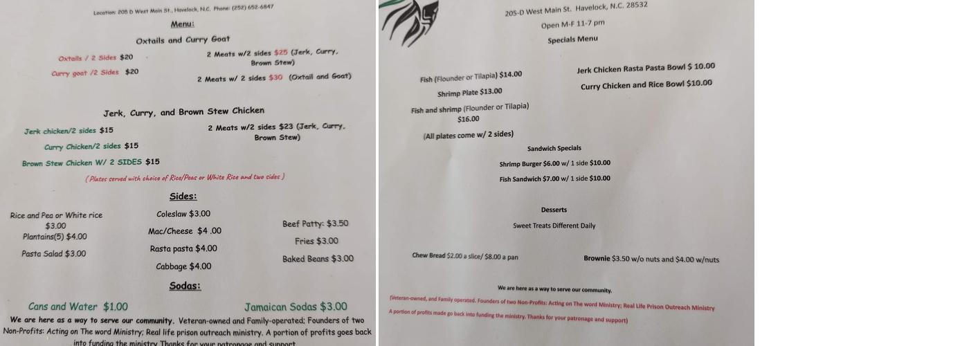 The Den Restaurant Menu