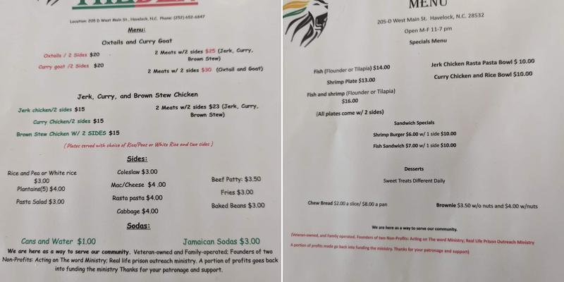 The Den Restaurant Menu