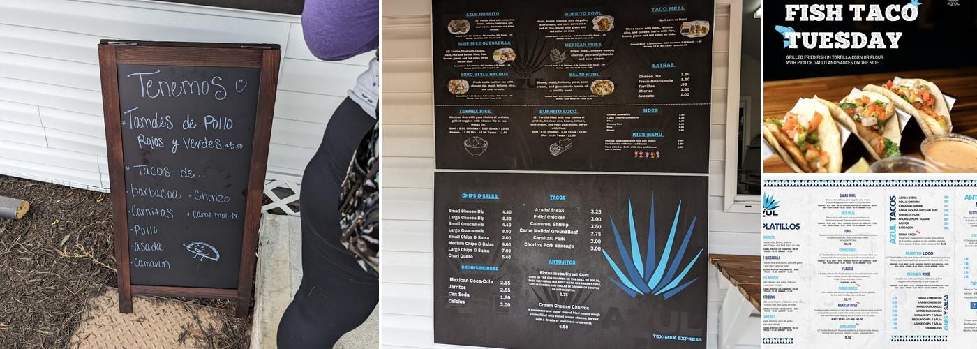 Azul Tex-Mex Express Menu