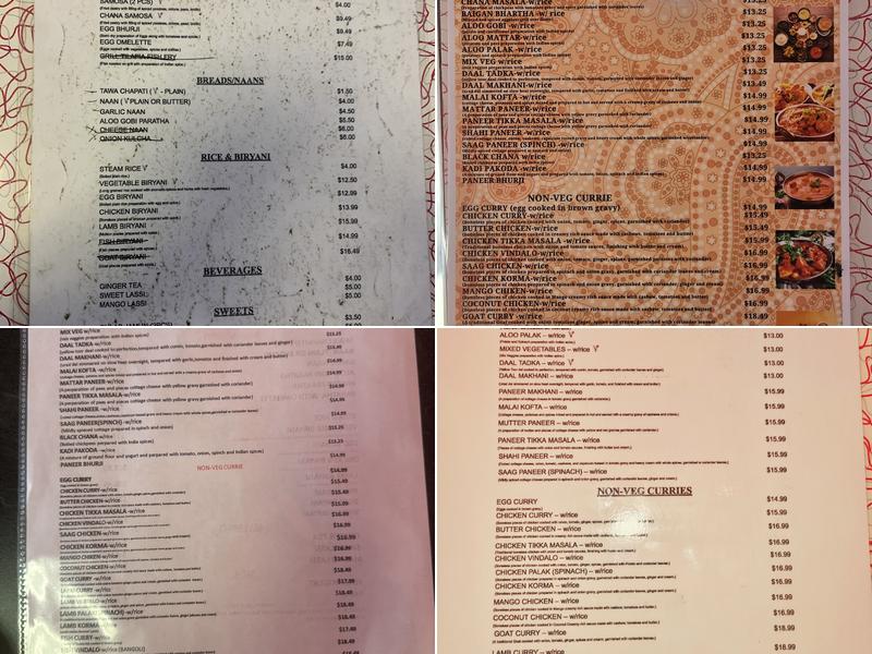 New Taste of India Menu