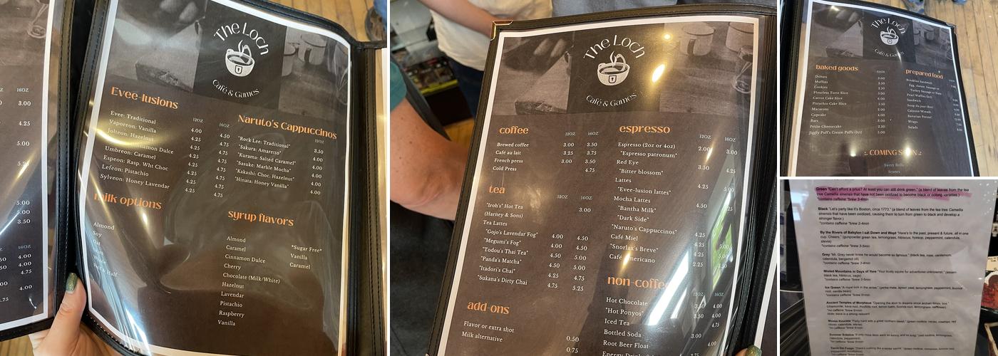 The Loch Café & Games Menu