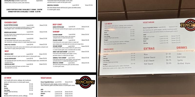 Yen Ching Express Menu