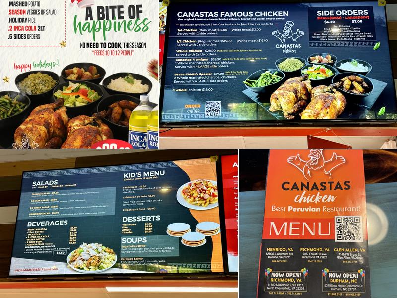 Canastas Chicken Menu