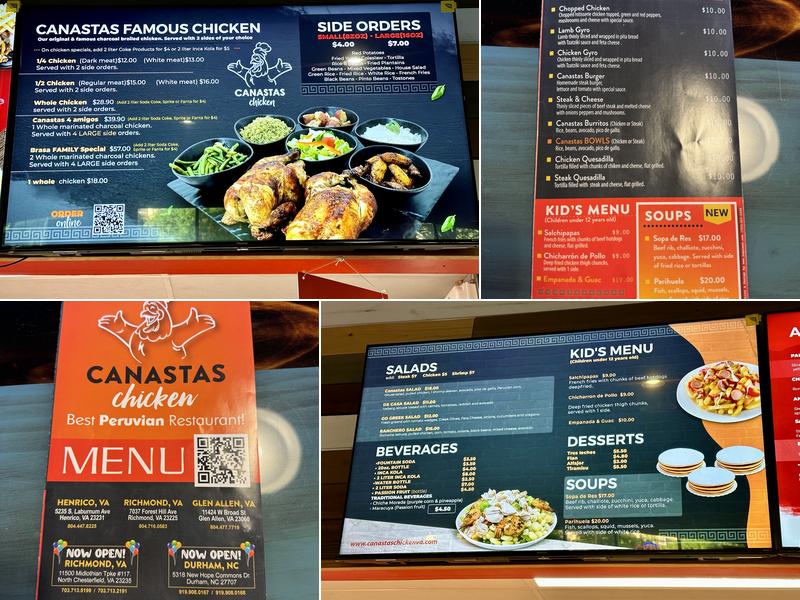 Canastas Chicken Menu