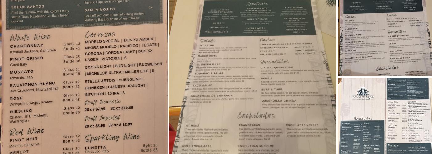 Don Eduardo Cocina Mexicana Menu