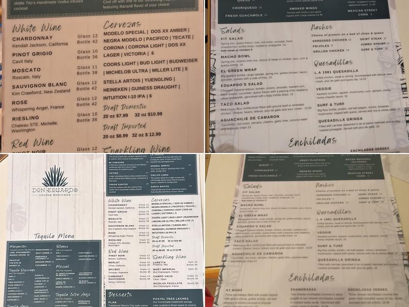Don Eduardo Cocina Mexicana Menu
