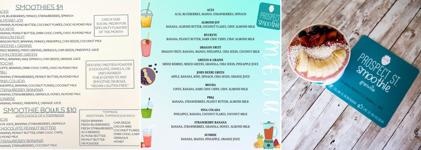 Prospect Smoothie Menu