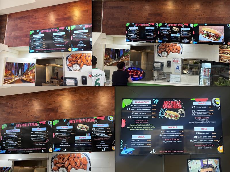 AB’s Philly Steak Menu