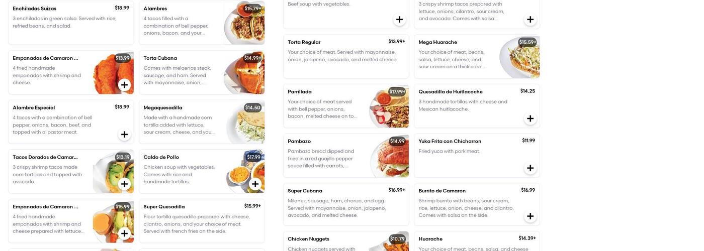 El Palacio Del Sabor Restaurant #2 Menu
