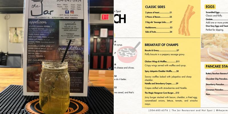 The Jar Restaurant and Hot Spot Menu