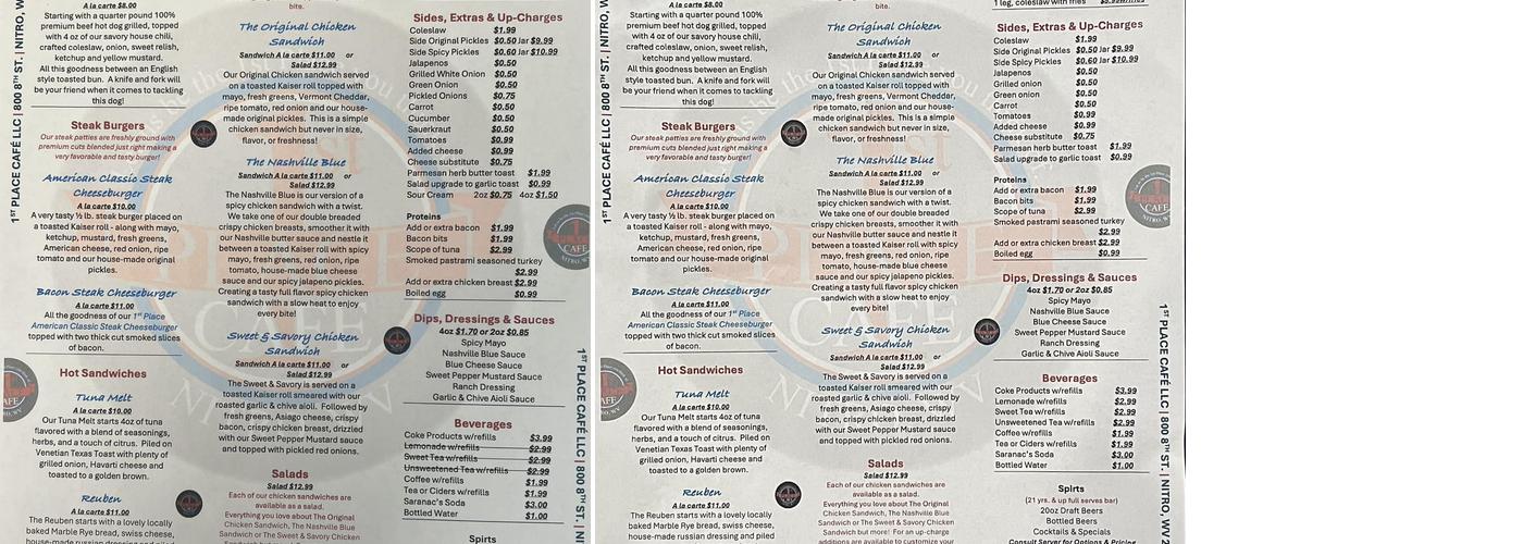 Mountain State Cafe Menu