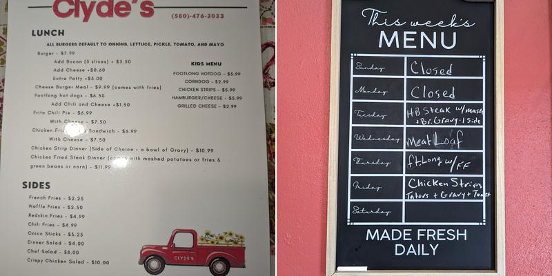 Clyde's Restaurant Menu
