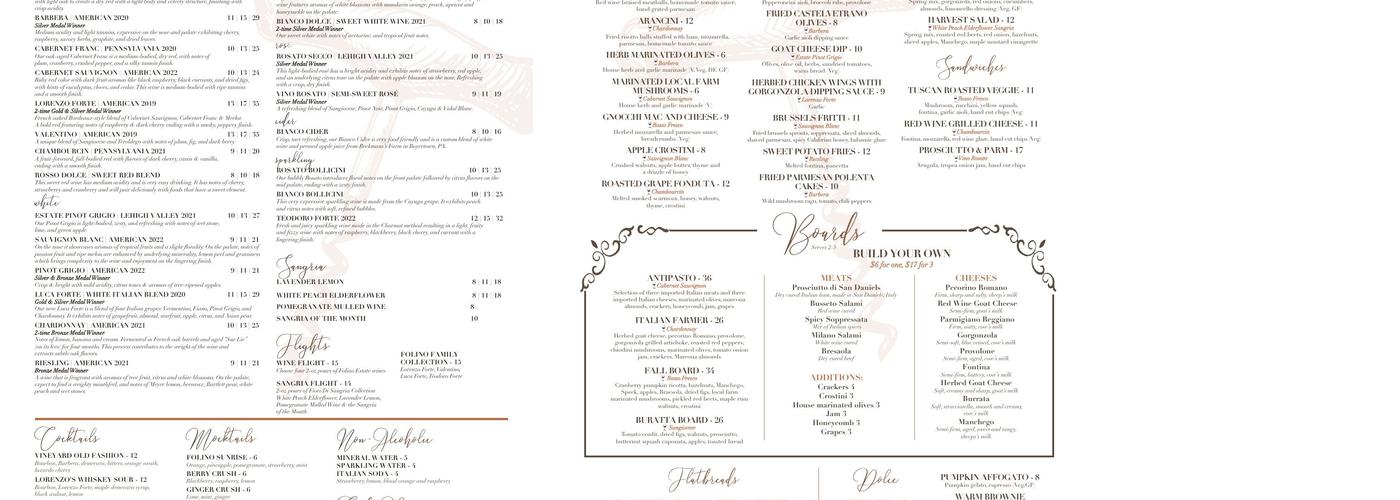 Vintner’s Table Menu