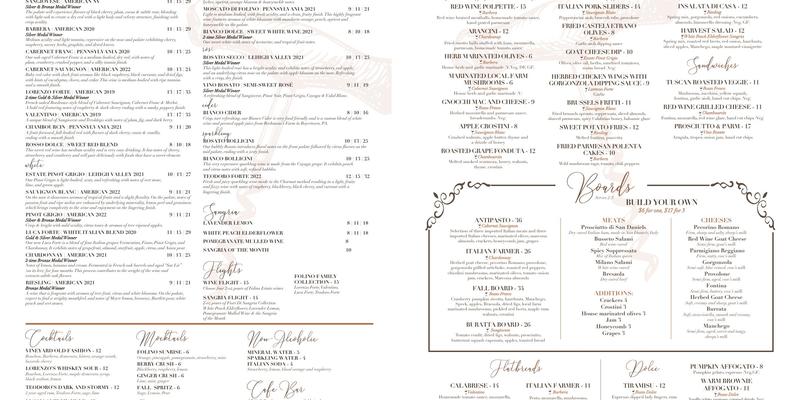 Vintner’s Table Menu