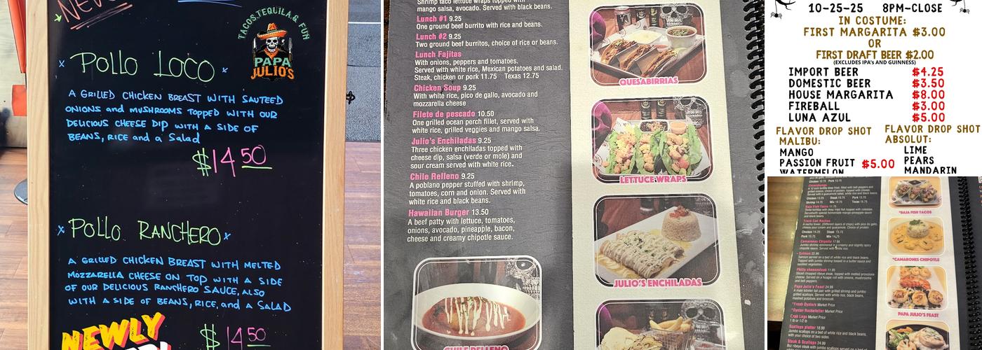 Papa Julio’s Menu