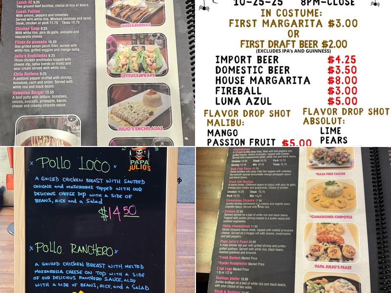 Papa Julio’s Menu