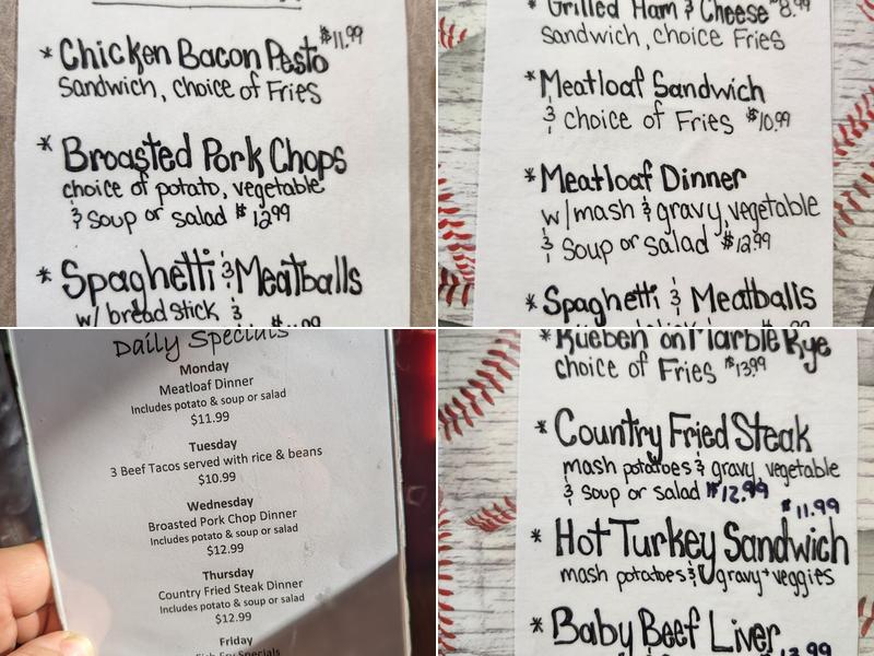 Popp’s Ballpark Diner Menu