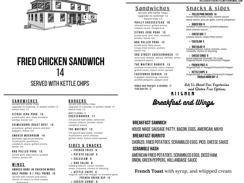 Hillside Kitchen Menu