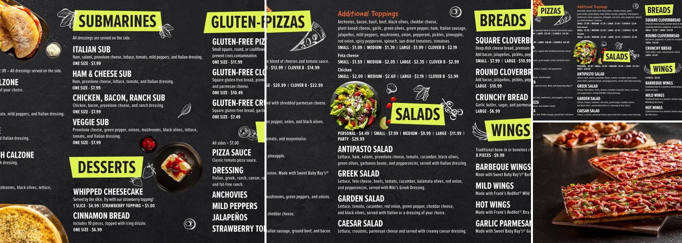 Cloverleaf Pizza Menu