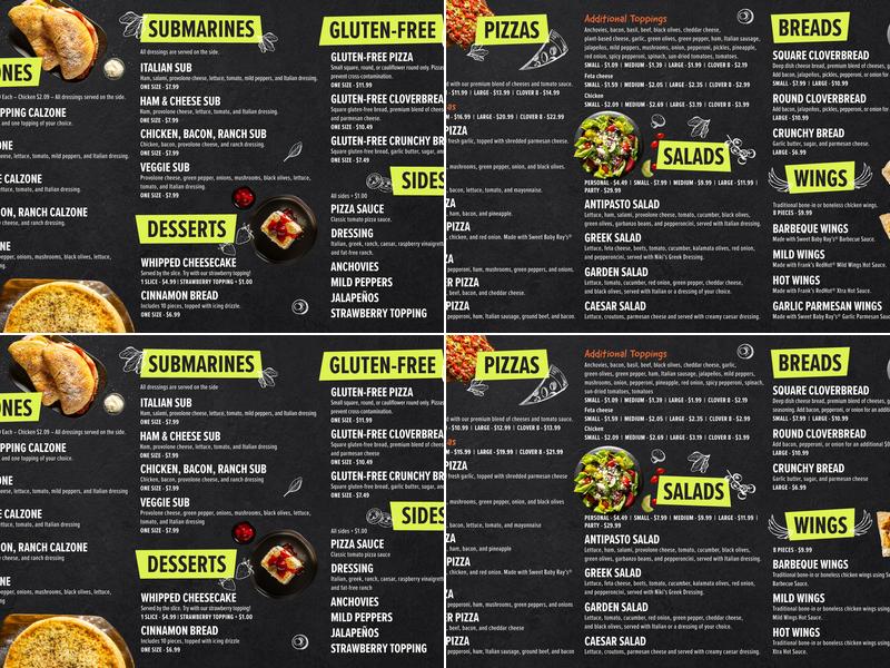 Cloverleaf Pizza Menu