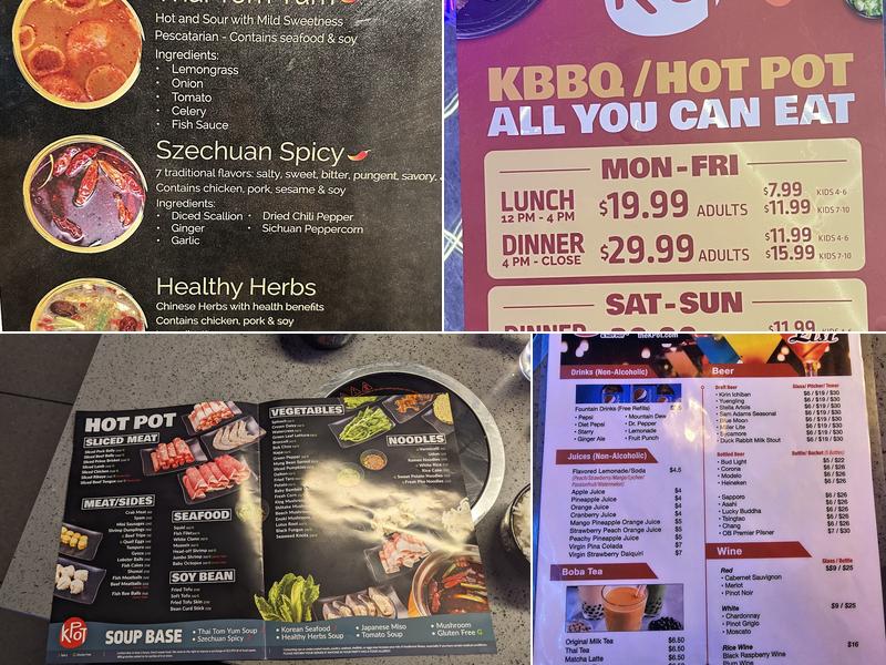 K Pot Korean BBQ & Hot Pot Menu