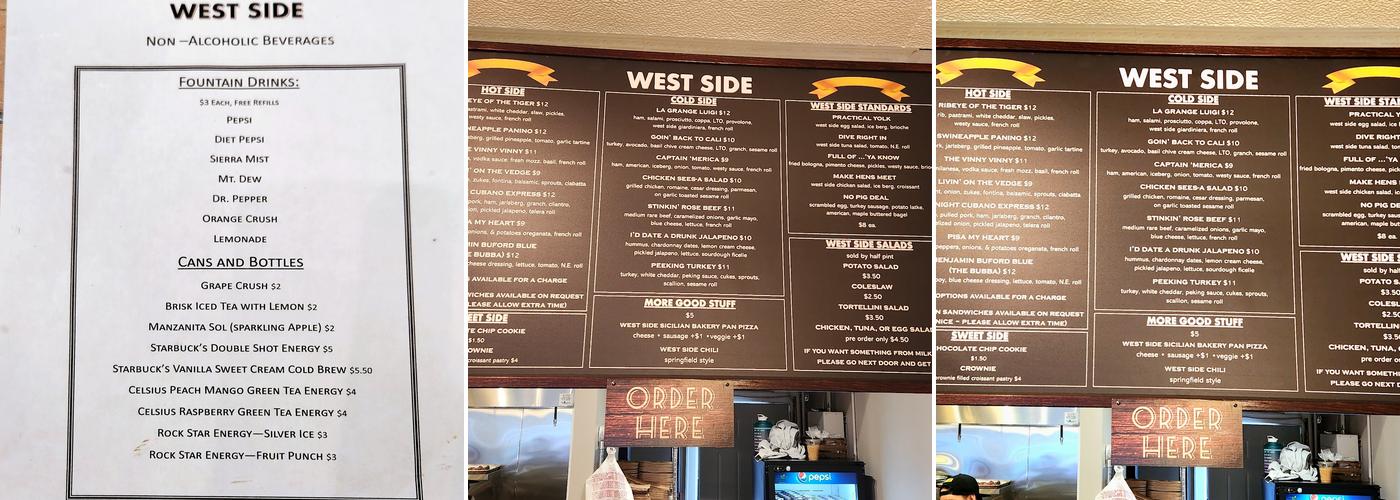 West Side Menu