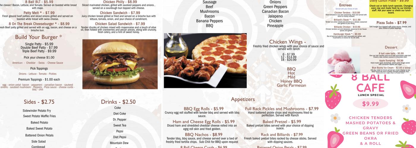 8 Ball Cafe Menu