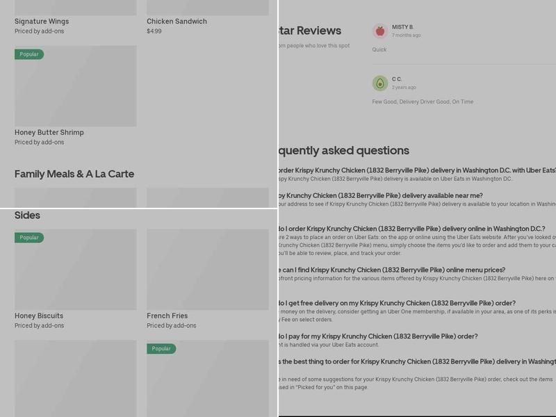 Krispy Krunchy Chicken Menu