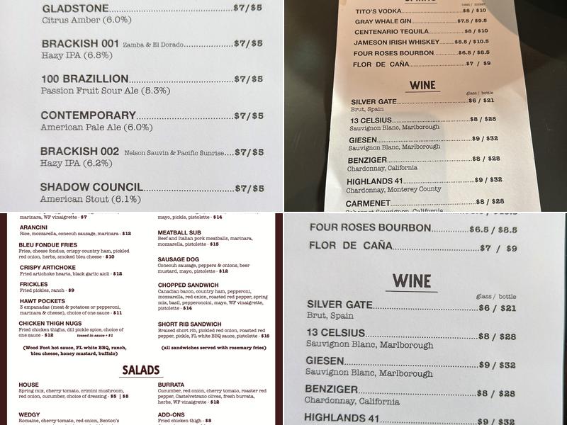 Wood Foot Beer Co. Menu