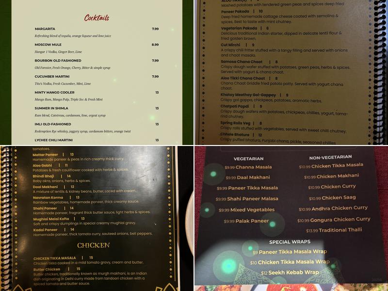 Zaika Indian Bistro Bar Menu