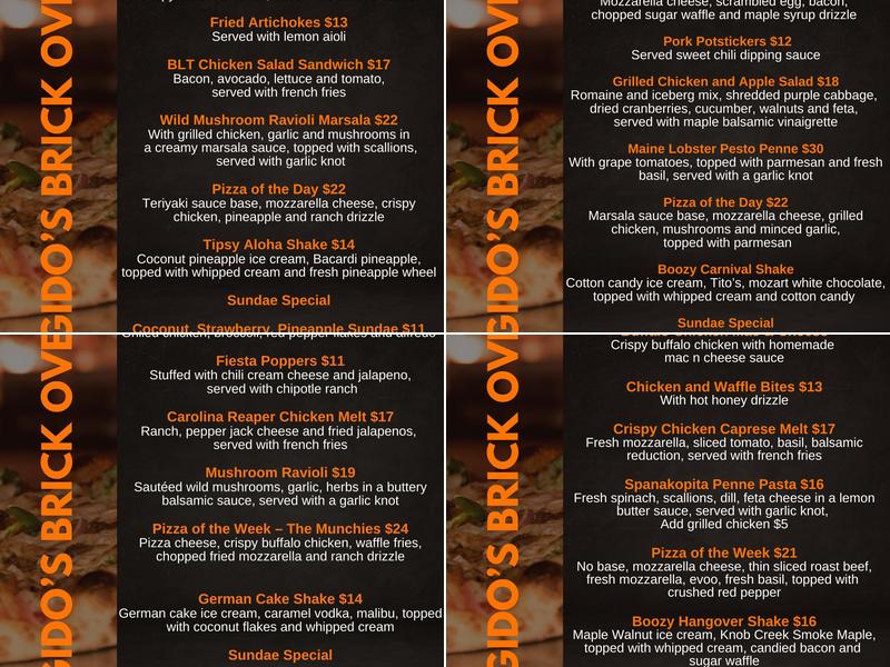 Gido's Brick Oven Pizza Menu