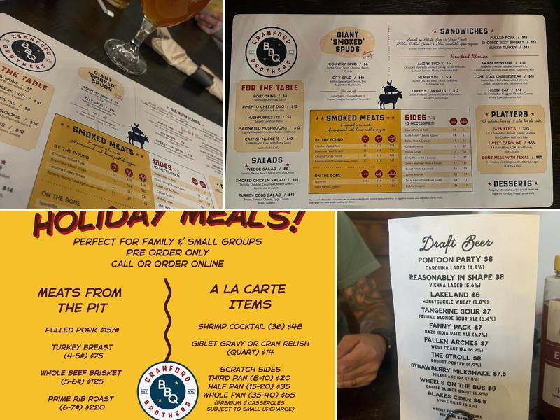 Cranford Brother's Barbecue Menu