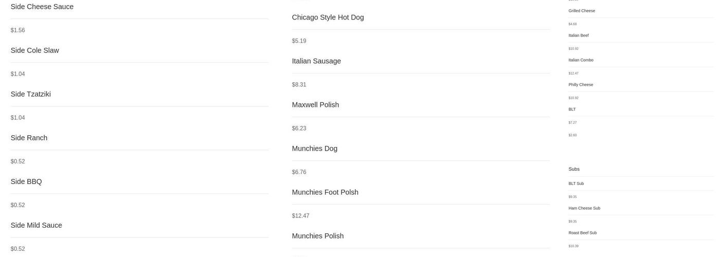 The Munchies Spot Menu