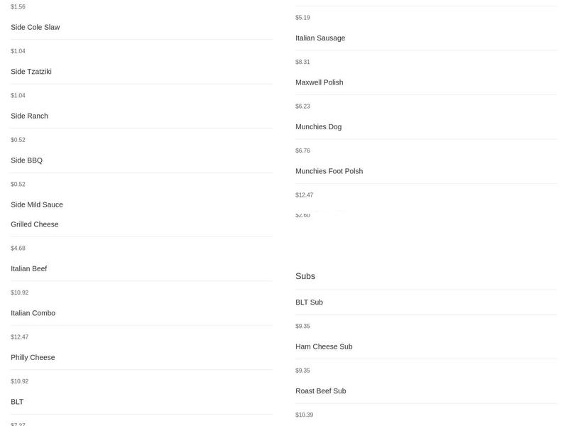 The Munchies Spot Menu