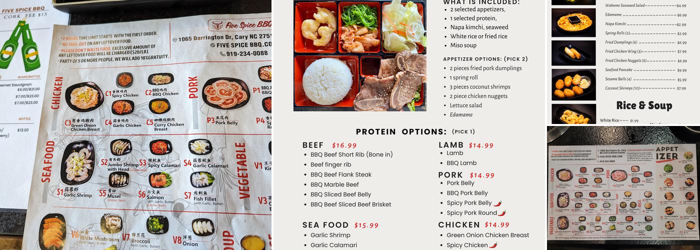 Five Spice BBQ Menu