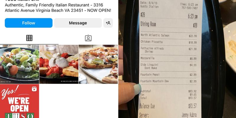 TUSO Italian Grill Menu