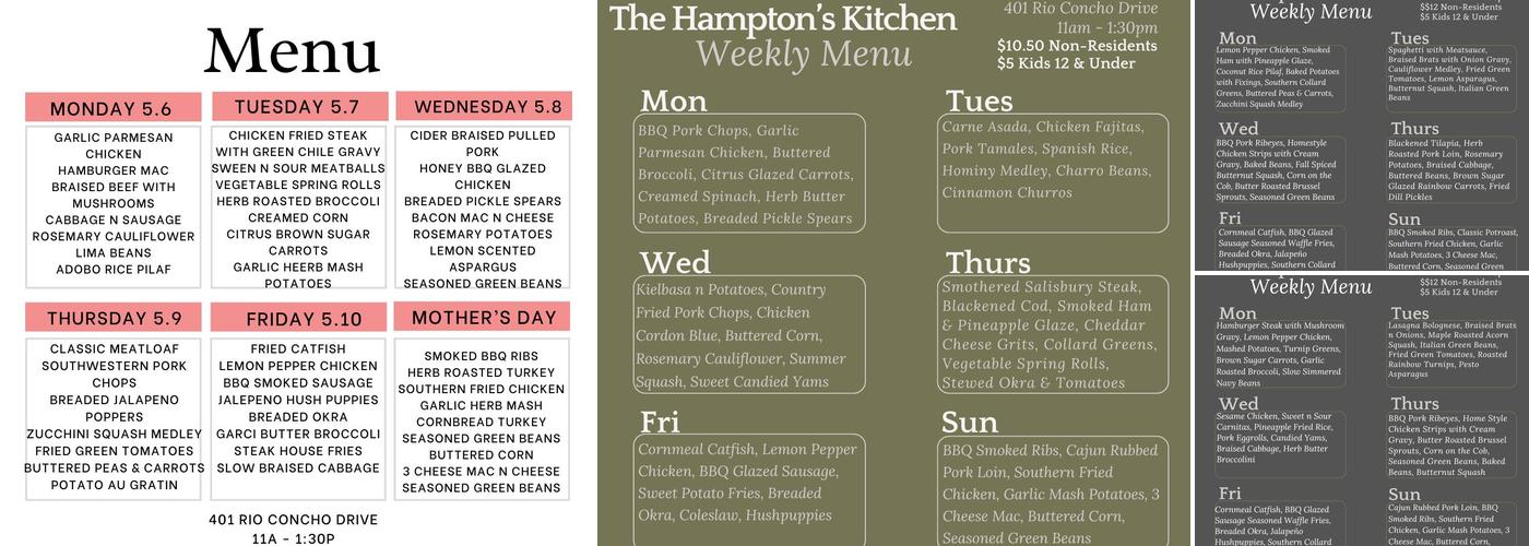 Hampton's Kitchen Menu