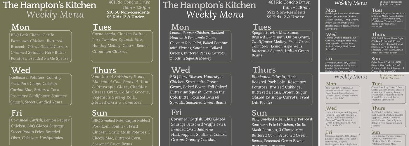 Hampton's Kitchen Menu