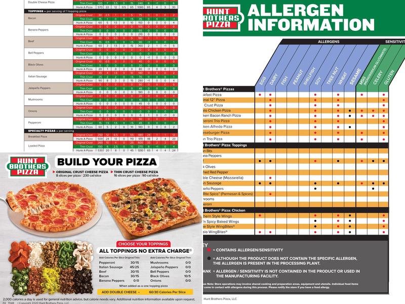 Hunt Brothers Pizza Menu