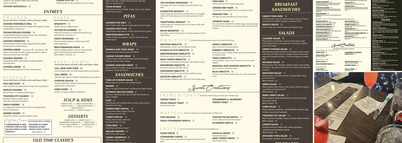 The Garfield Cafe Menu