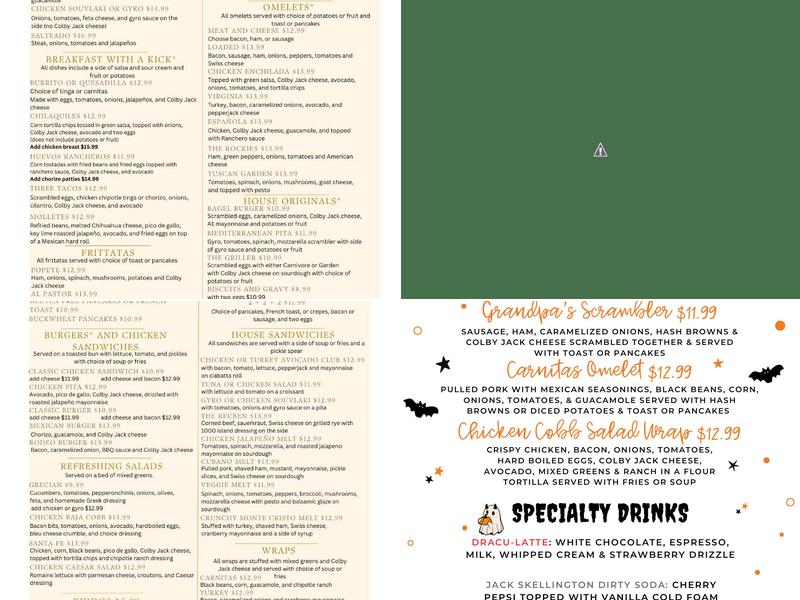 Aries Café Menu