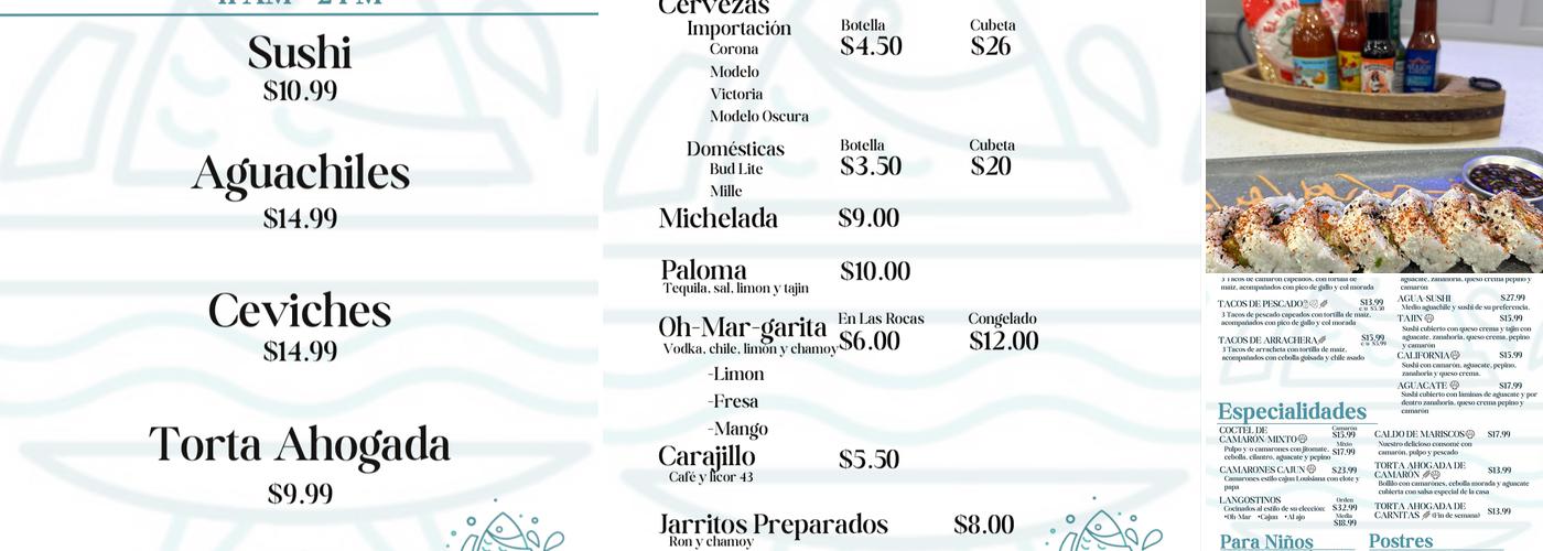 Oh-Mar Fresh Seafood Menu