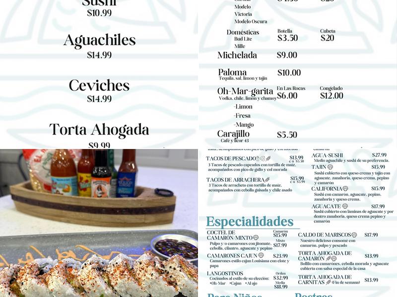 Oh-Mar Fresh Seafood Menu