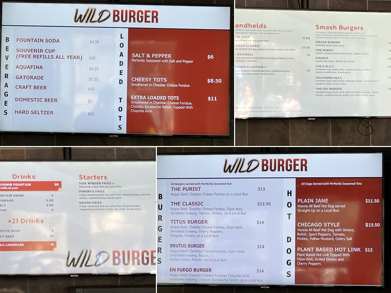 Wild Burger Brookfield Zoo Menu